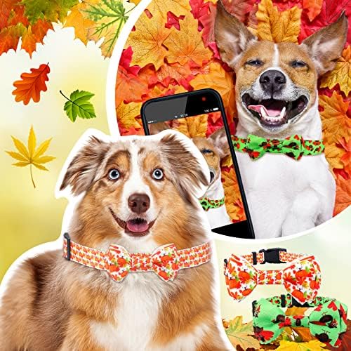 Tondiamo Pack Есента Нашийник за кучета в Деня на Благодарността, папийонка, Регулируема Быстросъемный Нашийник с