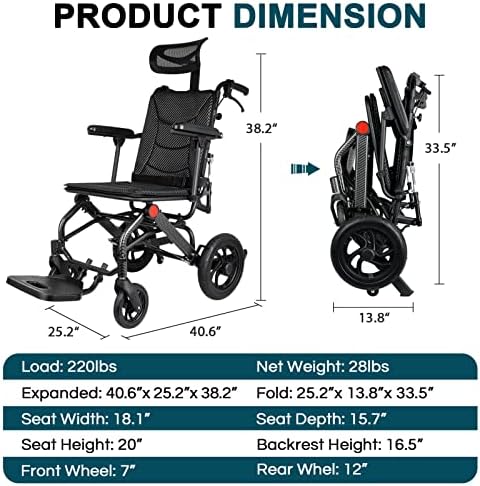 Сгъваема инвалидна количка Tripaide с флип от облегалка, Преносим инвалидна количка за транспортиране, с възможност за наклон на 165 ° с регулируема облегалката за глав?