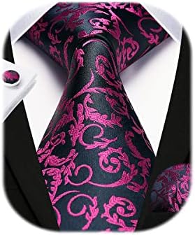 Вратовръзки HISDERN за Мъже, Вратовръзка с Цветя Модел Вратовръзки, Носна Кърпа, копчета за Ръкавели, Набор от Тъкани на Официални