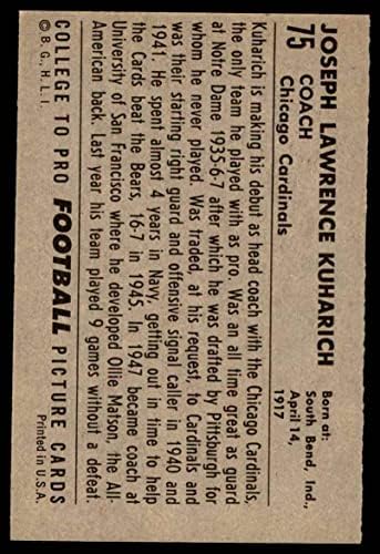 1952 Боуман 75 Джо Кухарич Чикаго Кардиналс-FB (Футболна карта) БИВШ Кардиналс-FB Нотр-Дам