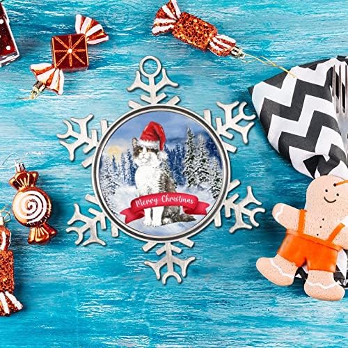 Коледни Метални Орнаменти във формата на Снежинки, Весела Коледа, Шапка на Дядо Коледа, Котка, Коледни Висящи