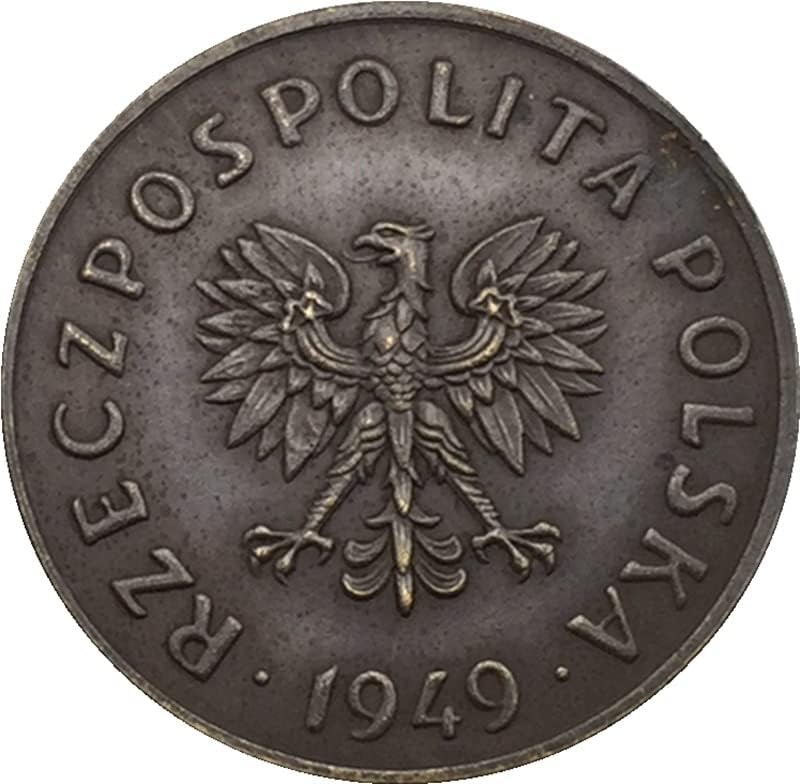 1949 Полска Монета, Изработена от Мед, Антични Монети, Чуждестранна Възпоменателна Монета, Събиране на монети