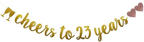 Банер Наздраве to 23 Years, Предварително Натянутый, Хартиени Гирлянди със Златен Блясък на 23-ти Рожден ден/Годишнина от сватбата си, за да проверите за декорация на Пар?