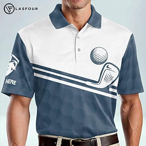LASFOUR Персонализирани Мъжки Ризи за голф, Забавно Поло, Американската Суха Кацане с Къс Ръкав, Леки Мъжки Ризи за