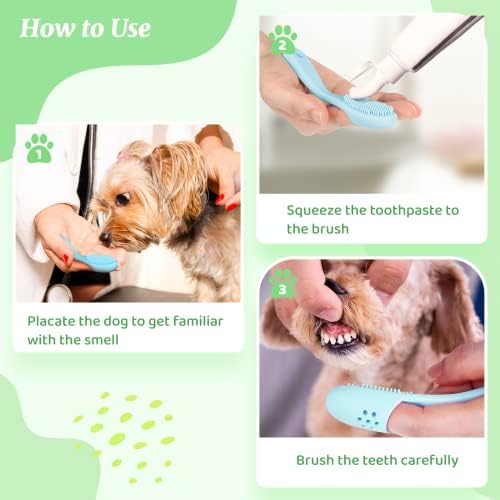 Комплект четка за зъби FELISTORY за кучета с пальчиковой четка - Ергономичен дизайн, не вреди на венците, мек силикон Лесно