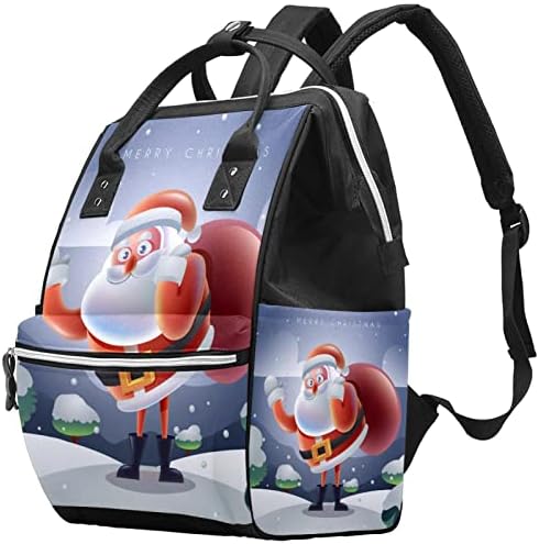 Раница-чанта за Памперси VBFOFBV, Многофункционални Преносими Пътни Чанти за Жени и Мъже, Cartoony Дядо Коледа