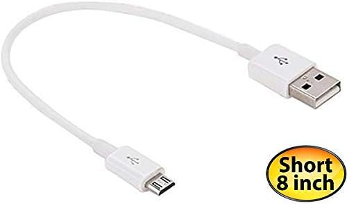 Къс microUSB кабел, съвместим с вашето устройство Yezz Andy 5M LTE с висока скорост за зареждане. (1 бяло, 20, см 8 инча)