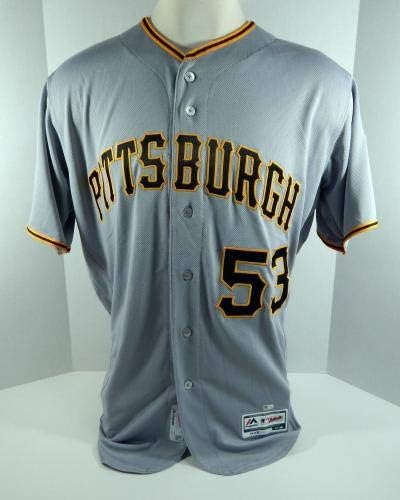 2018 Pittsburgh Pirates Buddy Boshers 53 Игра на издаване Сиви Тениски, Използвани В играта Тениски MLB