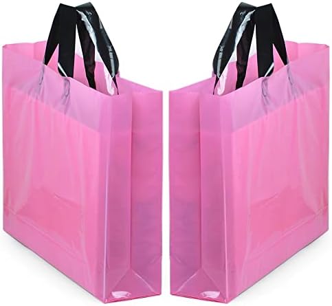 чанти за пазаруване yookee home за Малкия бизнес, 50 бр., Найлонови Торбички с дръжки, 18 x 14, Чанти за продукти, Чанти