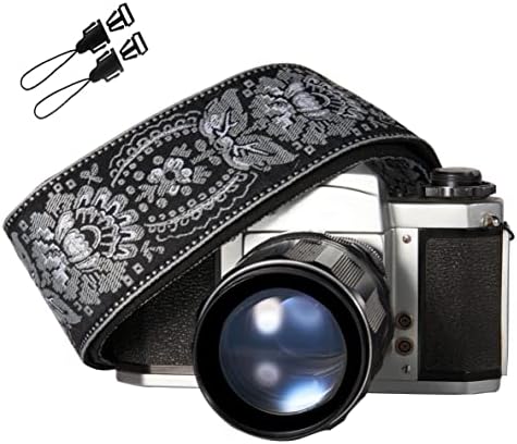 Тъкани каишка за фотоапарат Art Tribute по поръчка от черно сребро - Изберете текста си, и ние ще го направим специално за вас