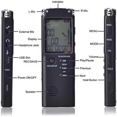 TBIIEXFL Професионален цифров Аудиомагнитофон с гласово активиране, USB-дръжка, запис на MP3-плеър без загуба (Цвят: както е