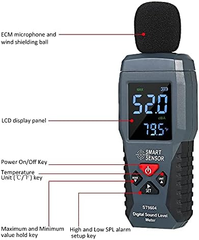 SDFGH Мини Цифров Измерител на Звуковия шум LCD дисплей Измерване на шума 30-130 db Уред За Измерване на Децибели