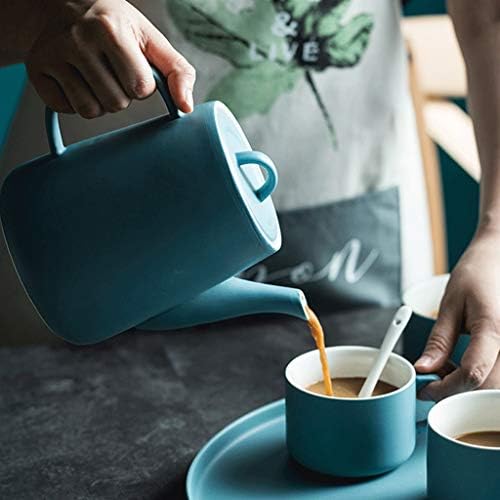 SCYMX Европейски Стил Класически Дизайн, Матирана Творчески Кана Чай Керамичен Чайник за Следобеден Чай с Тава