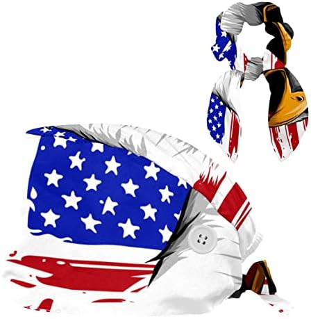 Американски Флаг Регулируеми Начесанные Шапки Шапки Работна Шапка с Лък Ластикът За Коса