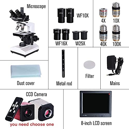 ygqzm Професионален Лаборатория за Биологичен тринокулярный Микроскоп с Увеличение 2500X + USB Електронна Цифрова CCD-Камера