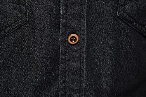 Мъжки Ежедневни Деним риза utcoco Slim Fit с Дълъг ръкав и Ревери копчета и джобове Нагрудными