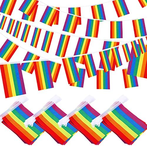 4 Опаковки Знамена ЛГБТК-Дъгова Гордост, Знамена с Флага ЛГБТК-Гордост, Струнни Знамена за Фестивала на Гордост,