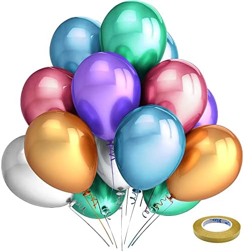 Безенте Метални Хромирани Латексови Балони, 100 Опаковки 12 инча Разнообразни Балони Вечерни Цветни Балони на