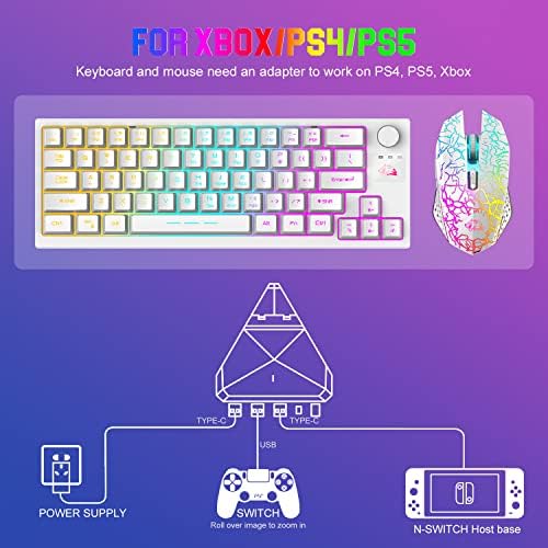 Комбинирана Безжична мини Детска клавиатура и мишка FELICON 2,4 G, Механична клавиатура TKL с RGB подсветка и мишка с подсветка