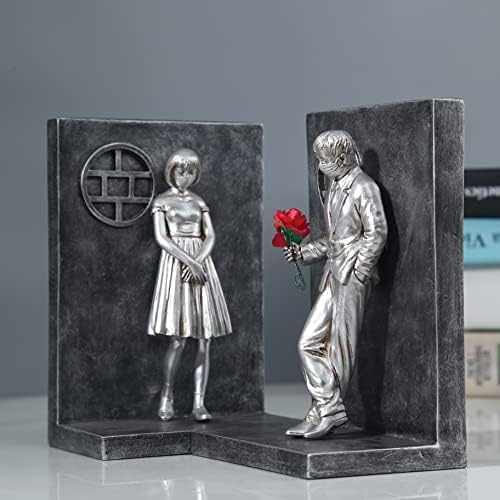Влюбени Мъж и Жена Статуетка на Скулптура, Декоративни Bookends За Книги Края на Книгата Декоративна Портретно Корк