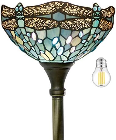WERFACTORY под лампа в стил Тифани, Цвят на Морска Вълна, Витражное Стъкло, Лампа под формата на водни Кончета, 12X12X66
