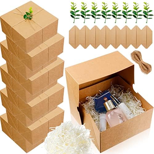 Комплект подарък кутии 48 бр., кутия за предложения шаферките 8x8x4 , включва 16 Кутии от крафт-хартия, 16 пластмасови