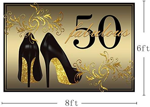 MEHOFOTO Златен Фон за Снимка, Страхотна 50 Жени на Високи Токчета цвят Шампанско 50th Happy Birthday Party Банер Фонове,