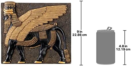 Дизайн, Стенопис, Скулптура Асирийски Крилати Бик Toscano, 10 Инча, Черно злато