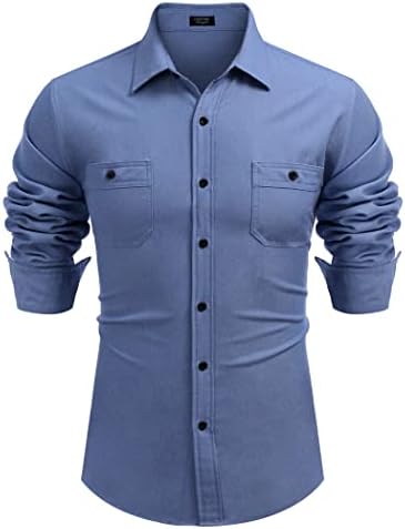 COOFANDY Мъжки Ежедневни Ризи с копчета, Ризи от Chambre с Дълъг ръкав, Лятна Риза