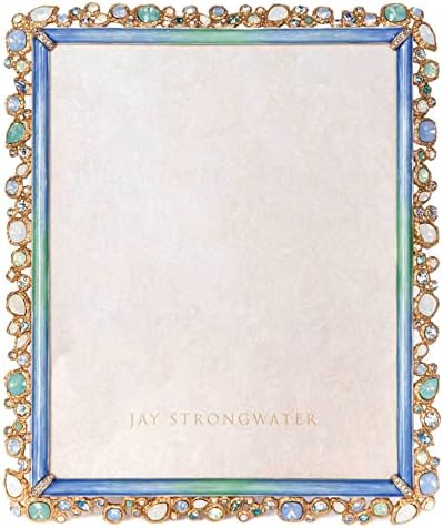 Дограма Jay Strongwater Тео, Украсени със скъпоценни камъни с размери 8 x 10 инча - Зелено-синята Oceana