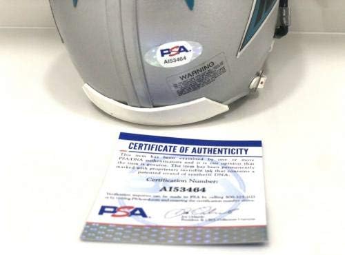 Мини-каска Каролина Пантърс с автограф Кристиан Маккаффри, сертификат ДНК PSA, мини-каски NFL с автограф