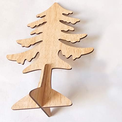 Amosfun 6 бр. Дървени Коледно Дърво Занаяти 3D Непълни Изрезки От Дърво Скулптура Настолна Коледно Дърво Украшение