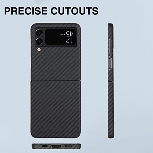 Калъф Getron Z Flip 4 от Арамидни влакна, Тънък, Минималистичен, здрав, Корав делото точна кацане на бутона за Samsung Galaxy Z Flip 4 5G (2022) (черен)