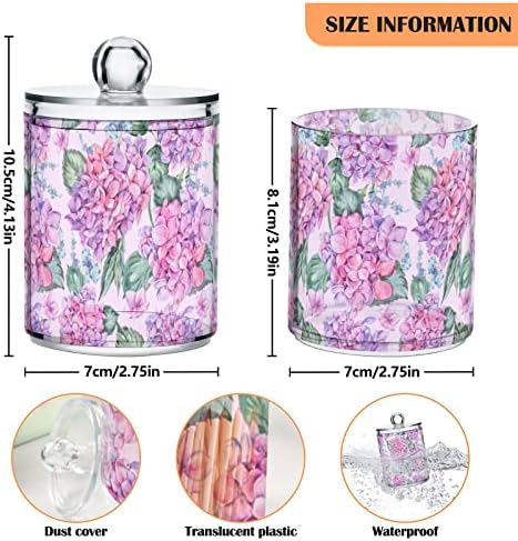 ALAZA 4 Опаковки Qtip Притежателя Опаковка на Романтична Розово Цвете Хортензия Органайзер за Баня Кутийки за