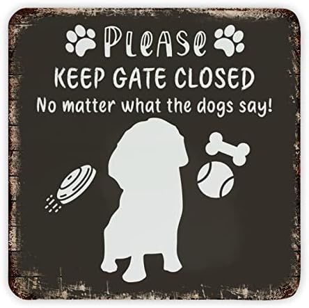 Забавно Куче-Метална Лидице Табела Моля, Дръжте Портите Затворени Отпечатъци от Кучешки Лапи Класически Знак за Закачалки на вратата за домашни Кучета Реколта Зна