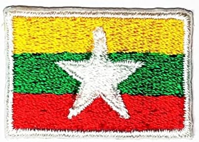 Салфетки Плюс 0,6Х1,1 ИНЧА. Мини-Държава, Национален Флаг на Мианмар, Бродирана Апликация, Желязо Нашивка, Квадратна Форма,