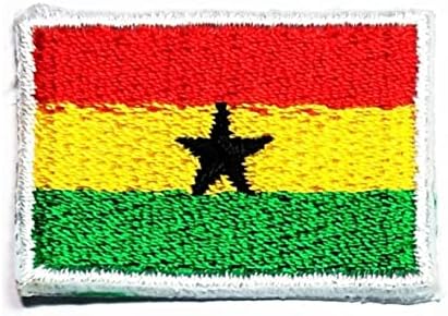Kleenplus 0,6X1,1 инча. Нашивка с мини-флага на Гана, бродирани желязо, пришитая на нашивку с националната емблема, ленти с флага на страната квадратна форма за костюми напр