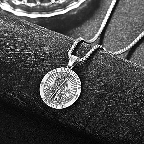 ADMETUS Медалите на Светеца Покровител от Сребро 925 Проба|Колие-Амулет, Защитни Бижута за Мъже с 2,5 мм Веригата 22 + 2 Rolo