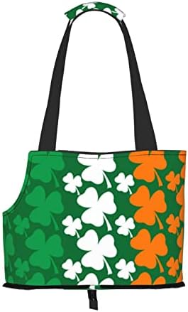 Мека Двустранен Пътна Чанта-Переноска За домашни любимци Patricks-Day-Ирландския Флаг, Преносима Чанта-Переноска
