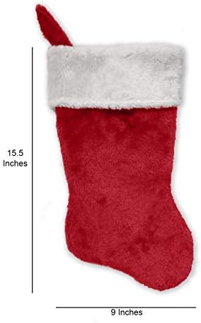Коледни чорапи с бродирани мен монограм, Червено-бял плюш, Инициал F