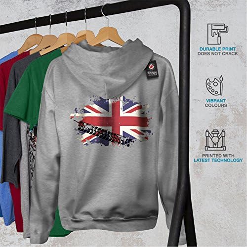 Дамски hoody с качулка wellcoda Флаг Union Jack, Разпечатки на Великобритания на облегалката Пуловери