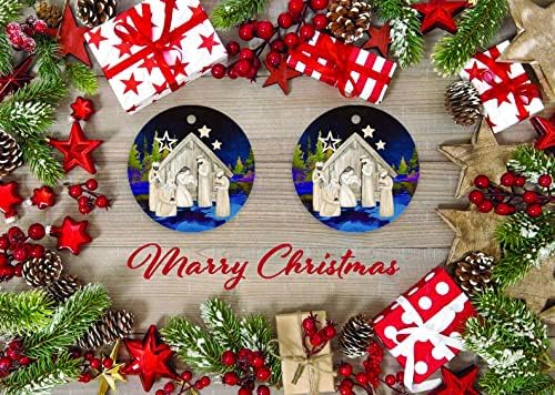 Коледа рождество сцени ArogGeld, Кръгли Керамични Бижута, 3 инча, Кръг на Бебето Исус, Религиозен Украшение,