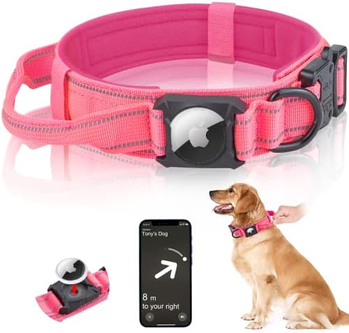Отразяваща нашийник за кучета с въздушна етикет - Сверхпрочный нашийник за големи кучета, розови тактически яки