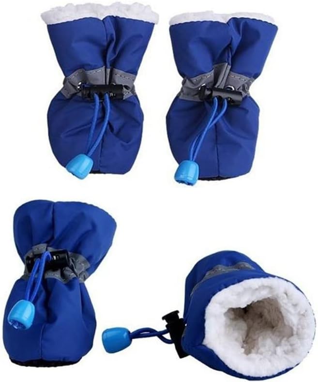 LEPSJGC 4 бр./компл. зимни обувки за домашни кучета, ботуши от дъжд и сняг, обувки, дебели зимни топли обувки за домашни кучета (Цвят: E, Размер: Размер на 3)