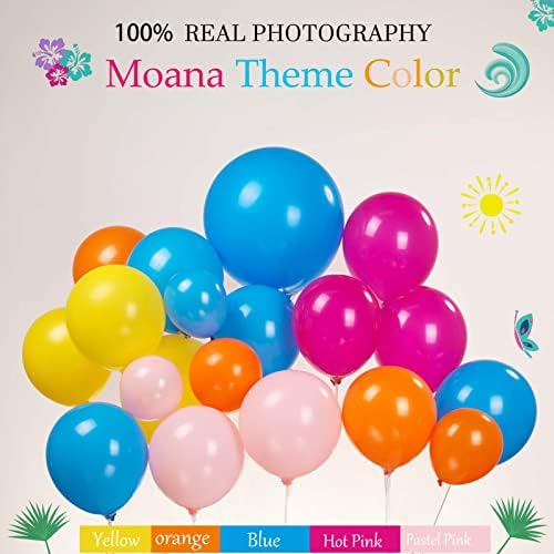 Moana Балон Венец арка комплект 160 бр. Летни Тропически Ярко-Розови, сини, жълти и оранжеви балони за Детето Moana Украса за Рожден Ден Luau хавайски Алоха тематична плажно