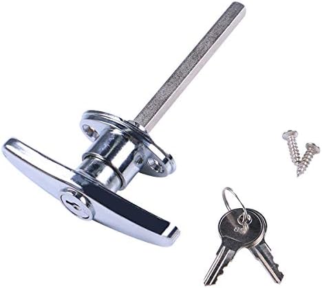 Комплект ключалки за гаражни врати с Т-Образна дръжка, Универсални Сменяеми Хардуер Заключване за Ръчно отваряне, хром с 2