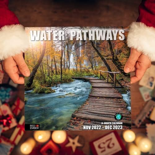 RED EMBER Water Pathways 2023 Окачен Месечен Стенен календар | 12 x 24 Открит | От дебела и твърда хартия
