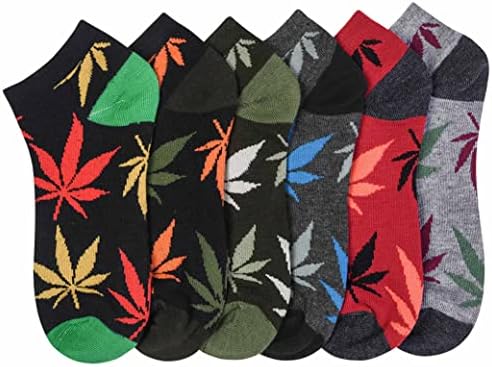 12 Двойки Новост 420 Подарък Чорапи Smoker Leaf Pot, Ежедневни Мъжки Чорапи с Ниско деколте, 9-11