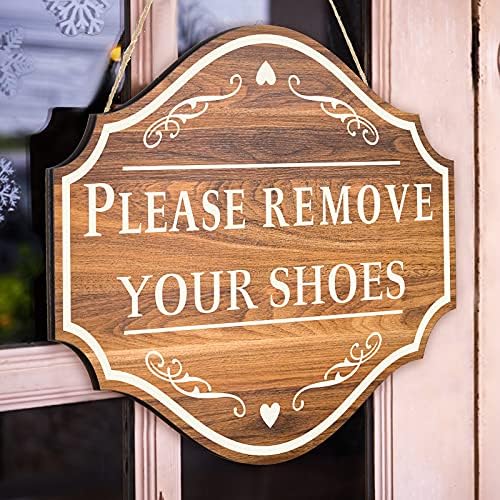 Jetec Моля, Свалете си Обувките Стенен монтаж Декоративен Знак Дървена Добре дошли Знак Свалете си Обувките Дървен