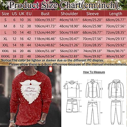 ZDDO, Коледни тениски с дълъг ръкав за мъже, коледни Тениски с 3D графичен принтом Дядо Коледа, тениски с кръгло деколте, Вечерни
